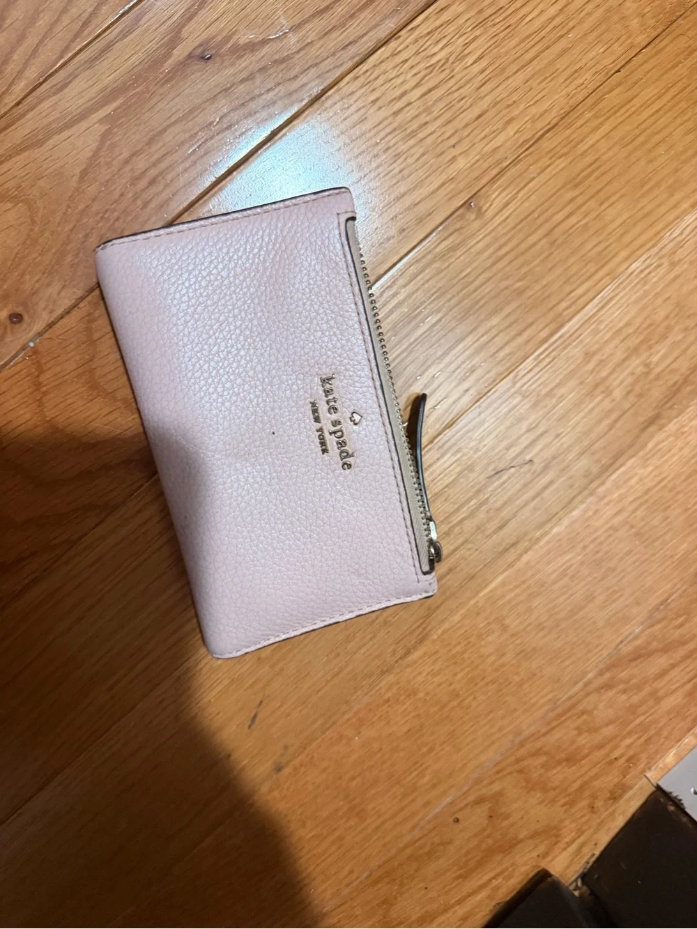 kate spade Pale Blush Pebbled Leather Zip Wallet
